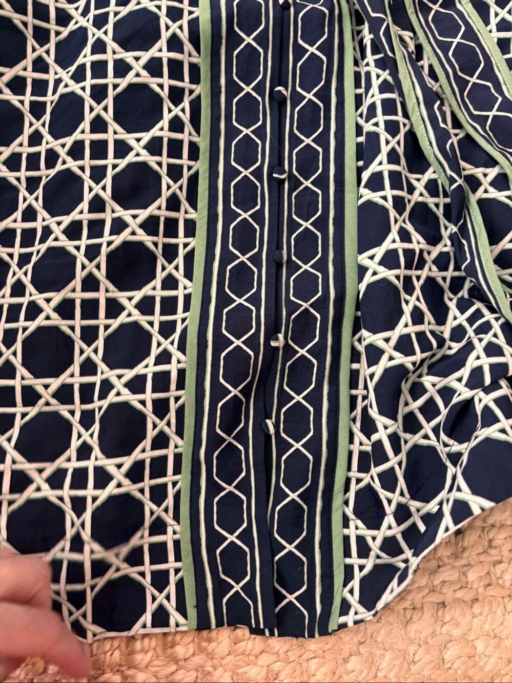 NWT Crown & Ivy Navy Geometric Belted Shirt Dress Midi Coastal Preppy Tuckernuck - Picture 8 of 10